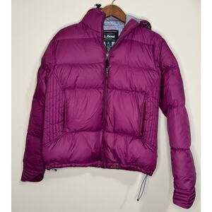 L.L. Bean Hooded Goose Down Puffer Coat Women's Small Purple Full Zip Pockets